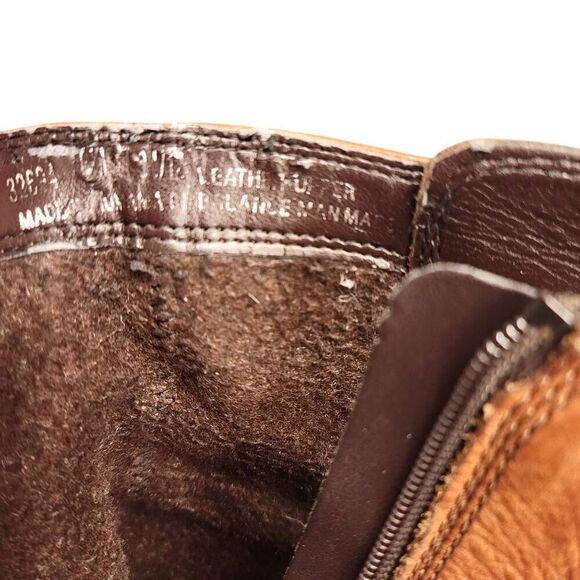 Clark Tan Brown Distressed Leather Mascarpone Cafe Ankle Boots Cowgirl Shoes - Picture 10 of 14